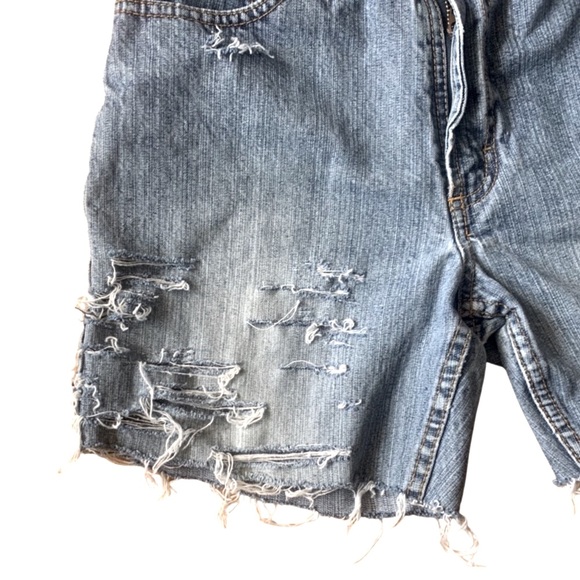 Vintage Upcycled Route 66 Wedgie Cutoff Distressed Denim Shorts Size 4 - Picture 10 of 15